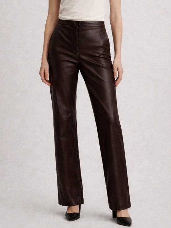John Patrick Pants - John Patrick Genuine Leather Pants in Chocolate Brown
